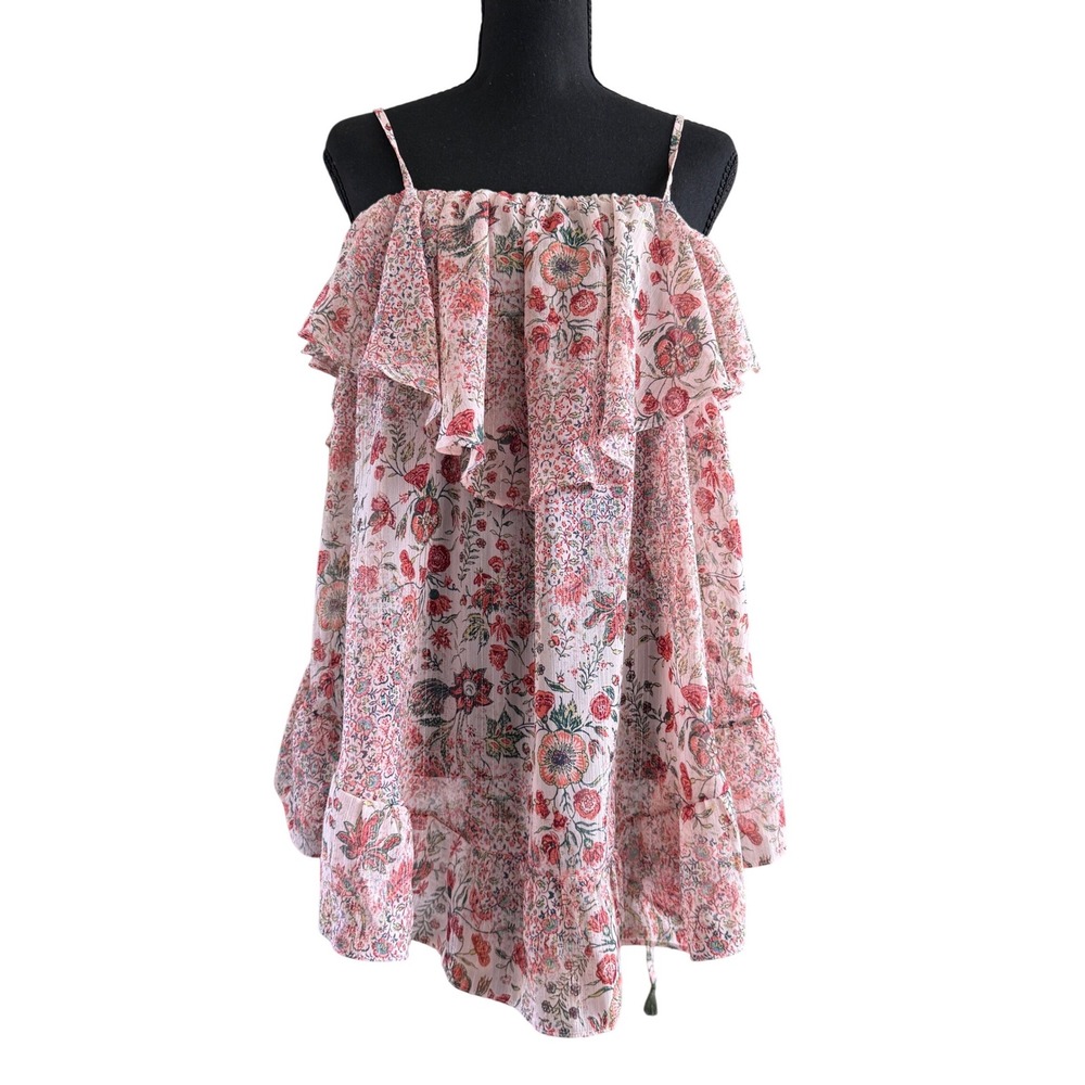 Victoria's‎ Secret Womens Floral Babydoll Top Metallic Tassel Boho Size M Fairy